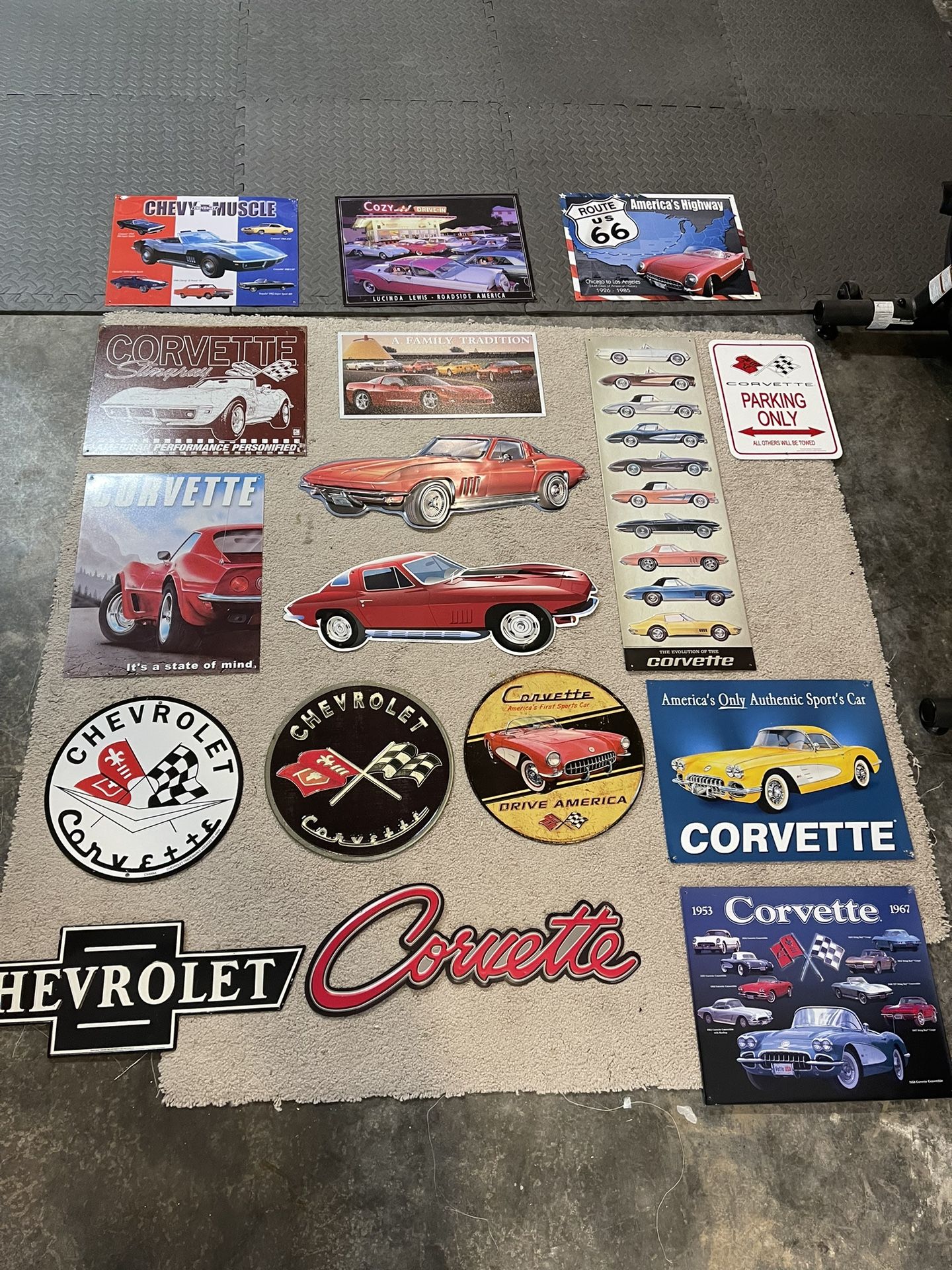 Huge Lot Of Corvette Metal Signs!