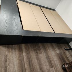 Queen Size Platform Bed Frame With Cubby Storage