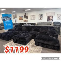 Black Corduroy Modular Living Room Sectional Sofa  // Limited Time Offer 