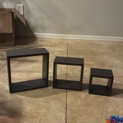Dark Brown Squared Wall Shelves 3 Pack 