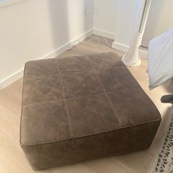 Leather Square Ottoman 3x3