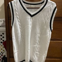 white knitted sweater vest