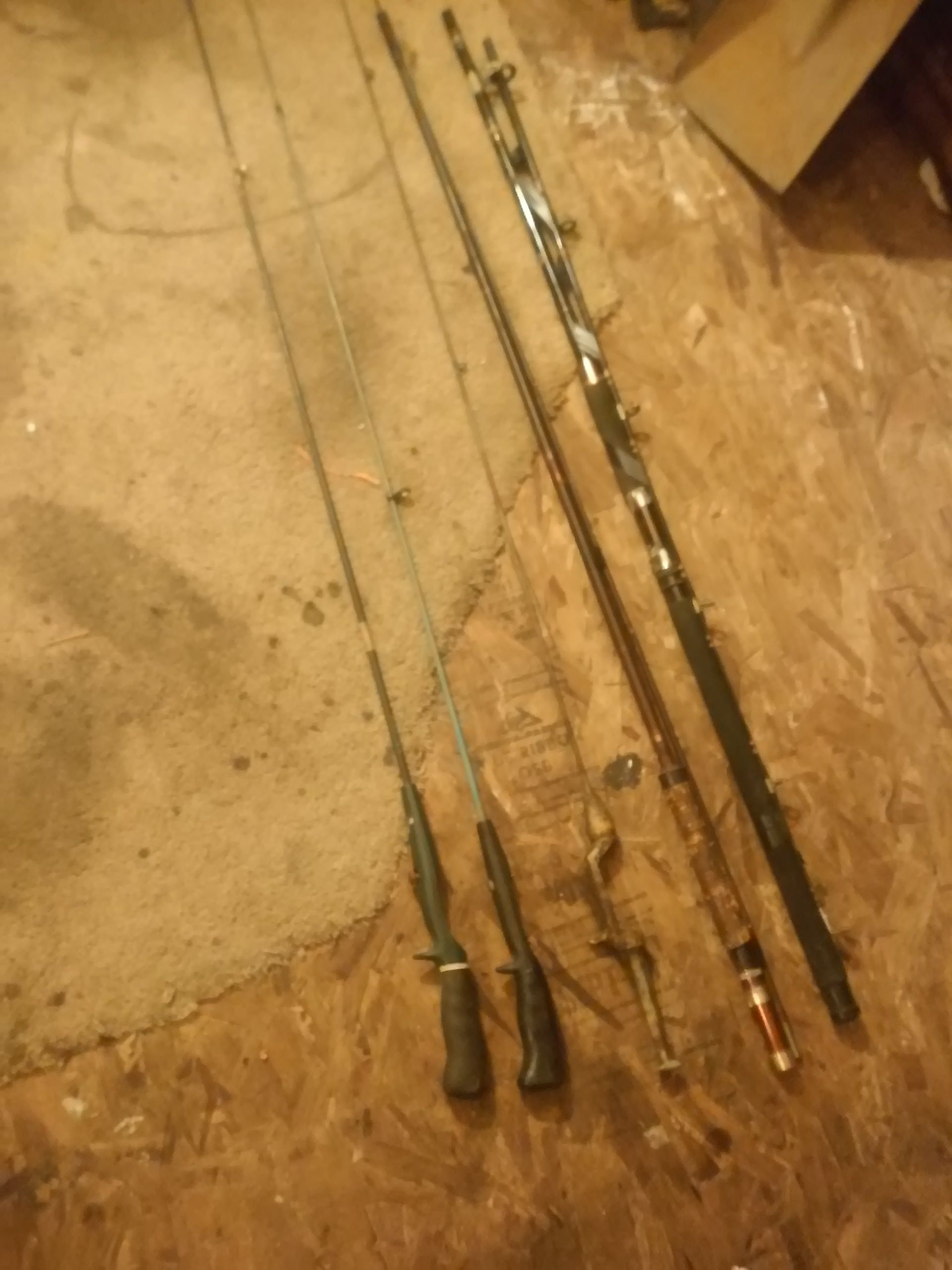 1 hardy bamboo Fly fishing rod 2 zebco 1 ocean city and tackle have a new river pole zebco and a new smaller zebco