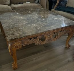 Marble top coffee and side table