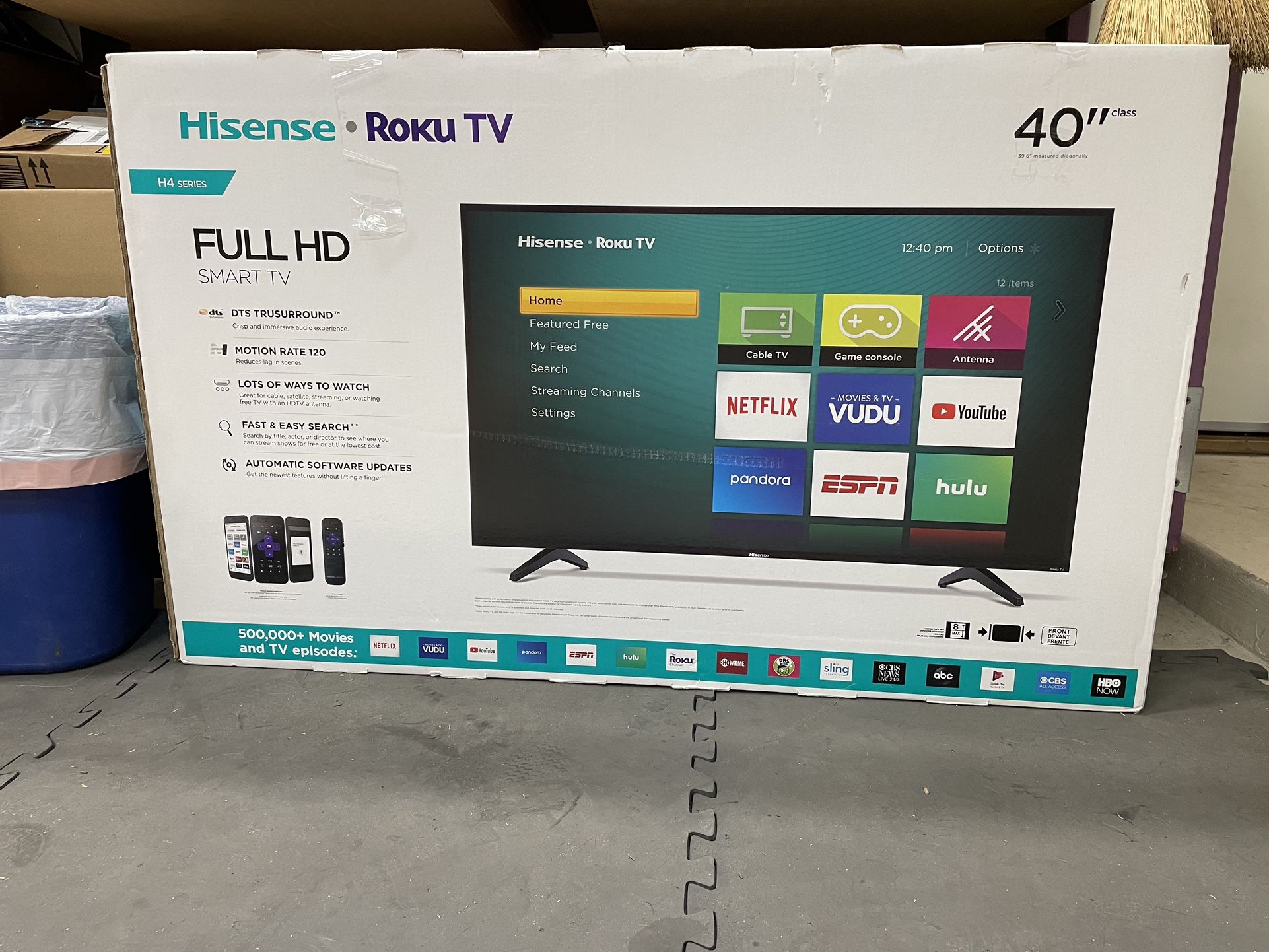 Hisense ROKU / FULL HD Smart TV / H4 Series 40” - Barely Used. Still have Original Box with protective (with styrofoam).