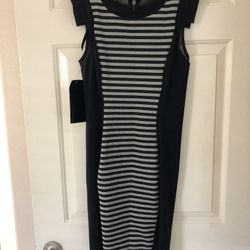 Bebe Bonded Striped Knit dress, Size S 