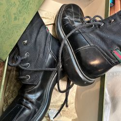 New GUCCI leather Combat Boots . 