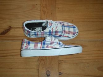 Vans Red, White & Blue Plaid Shoes Womens Size 6