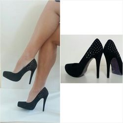 Black Studded Heels Shoes size 6 36