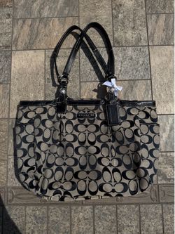 Coach black and grey signature shoulder bag