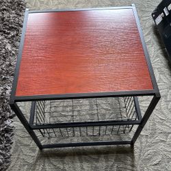 Table With Wire Basket - Excellent Condition - $15