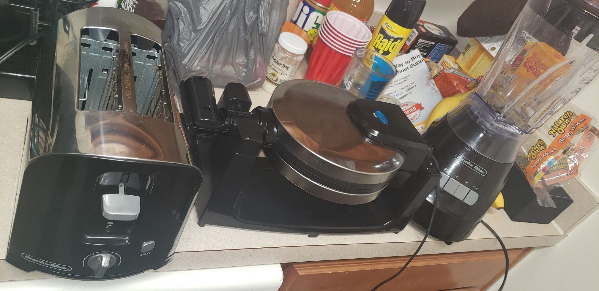 Toaster waffle iron blender