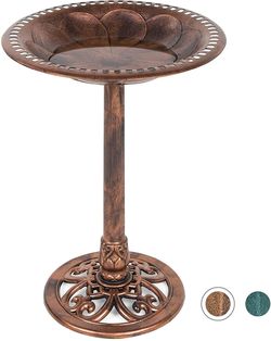 Copper Rustic Pedestal Bird Bath Accent Outdoor GARDEN Decor