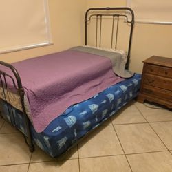 Twin Trundle Bed with Mattresses Included – Sturdy / Fair Condition 1 nightstand
