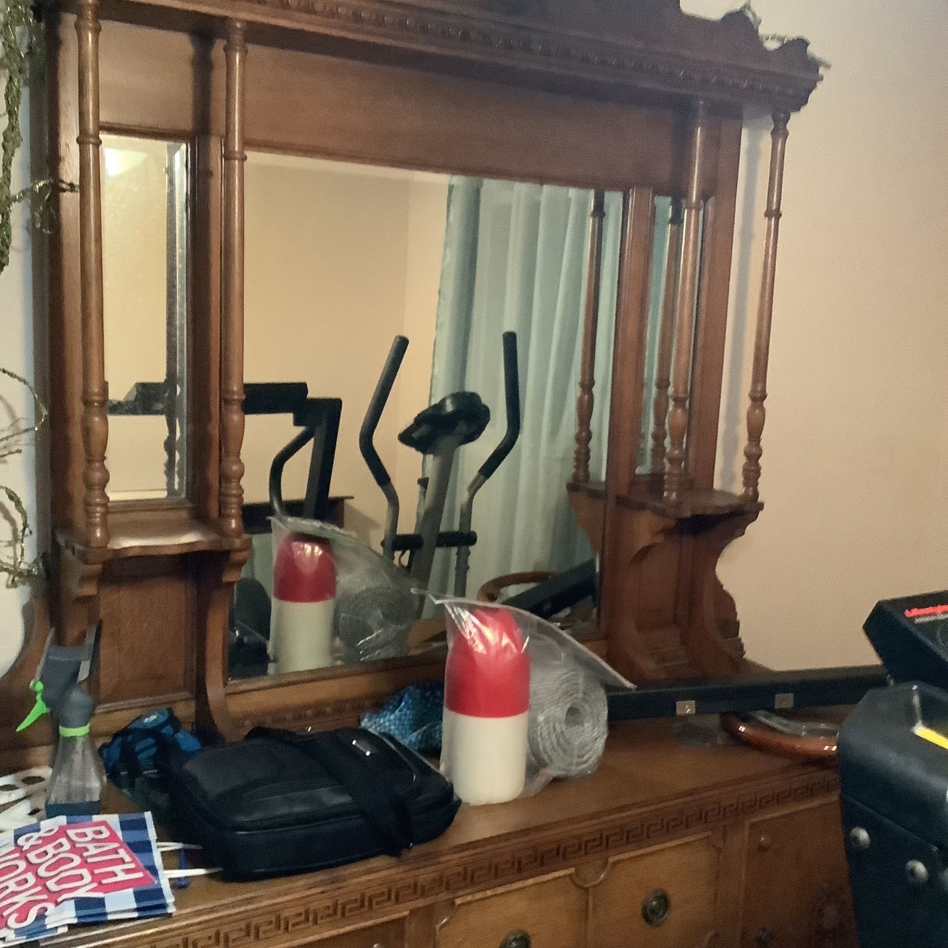 Huge Antique Buffet With Mirrors Velvet Lined Drawers Very Old