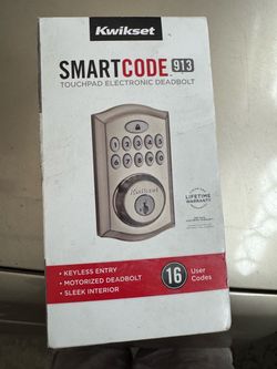 Kwikset SmartCode 913 Satin nickel Keypad Electronic Deadbolt Lock ft. SmartKey Security