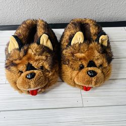 L&D Kids Faux Fur Fluffy Dog Face Design Night Slippers 