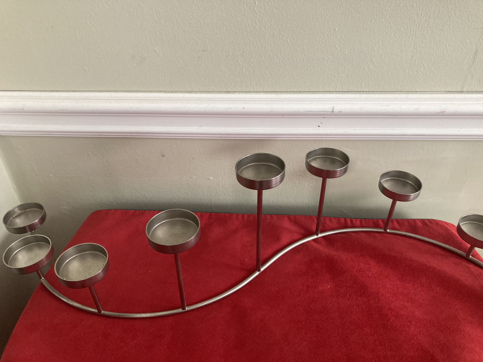 (2) CRATE & BARREL Pewter voltive Candelabras