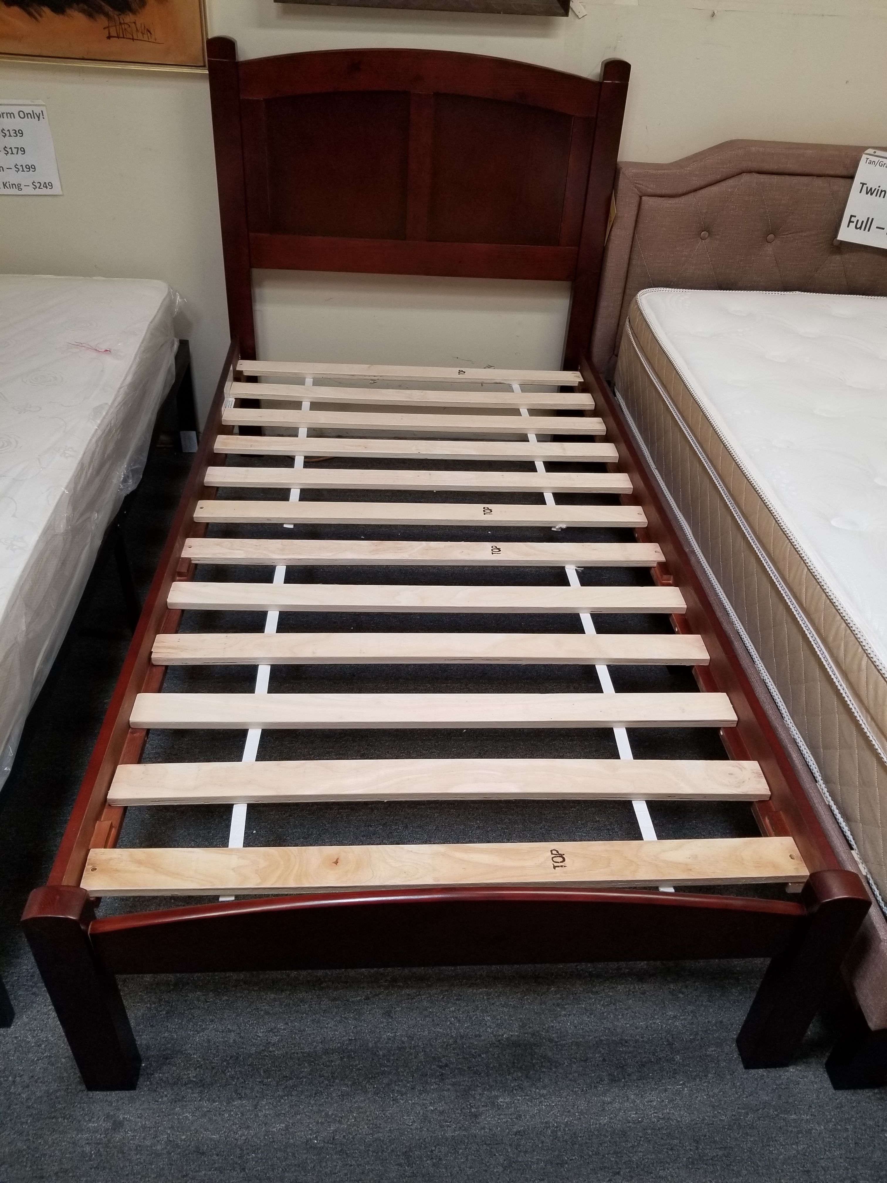 Brand new brown wooden platform bedframe