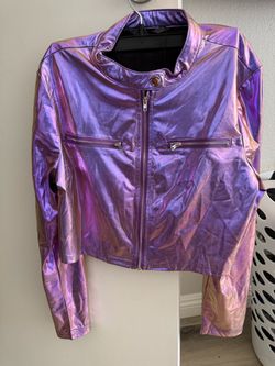 Iridescent Purple Holographic Moto Jacket