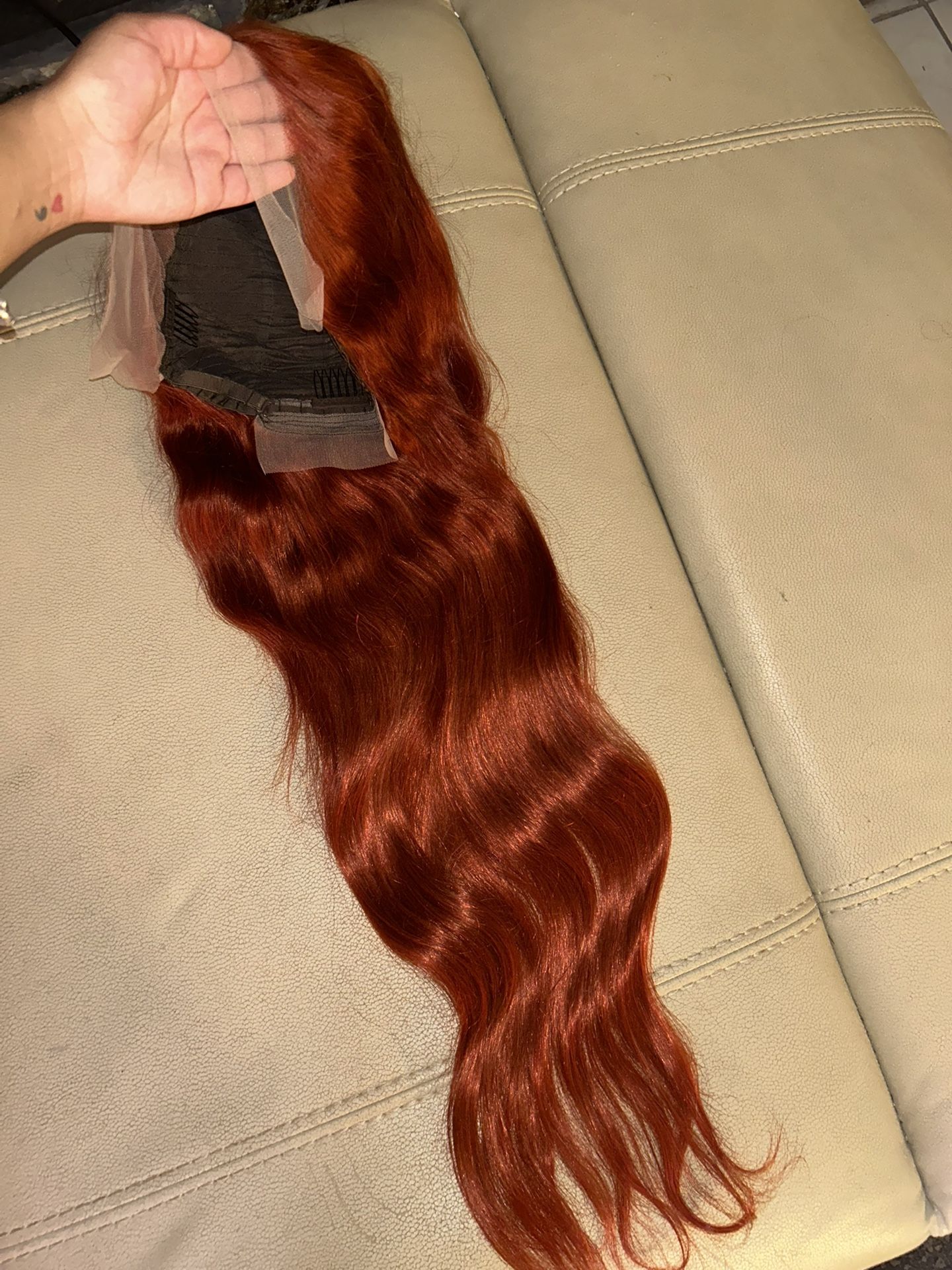 100% Human Hair 28 Inch Ginger Straight Wig