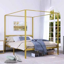 Gold King Canopy Bed Frame