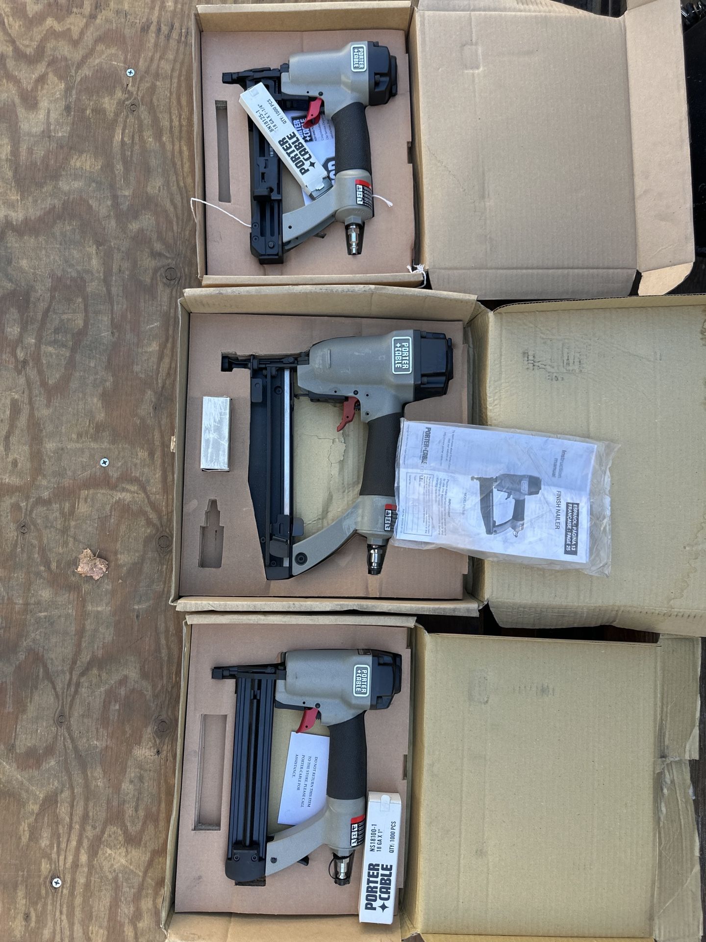 Porter-Cable pneumatic nailers — 16-gauge finish and 18-gauge brad nail guns