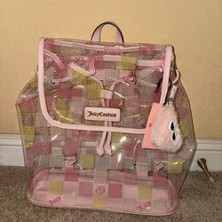BNWT Juicy Couture Transparent Pink and Yellow Backpack