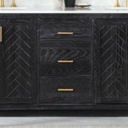 NEW: 72" Gazsi Double Bathroom Vanity ::: Grain White Engineered Stone Top ::