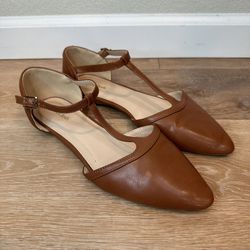 Modcloth Heartbeat Brown Leather Strappy Flat Shoes