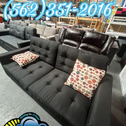 Black Sofa Couch New Two Seater Love Seat 
