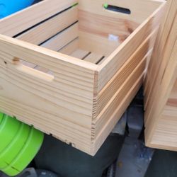 Wood Storage Crates With Handles  
