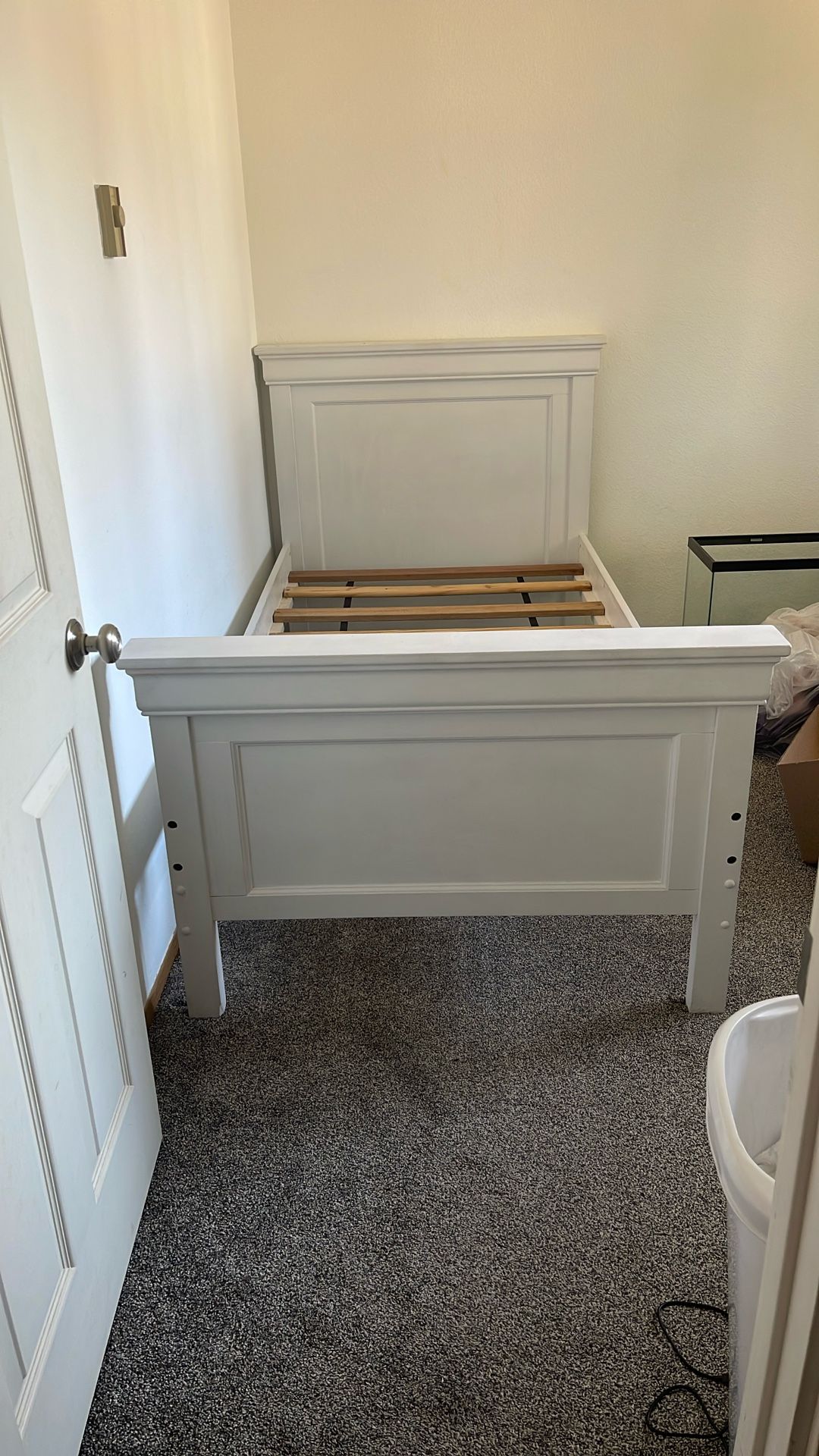 White Wooden Twin Bed Frame