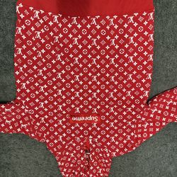 Lv X Supreme Red Boxed Logo Hoodie(2017)