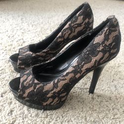 Black Lace Stilettos Size 6.5