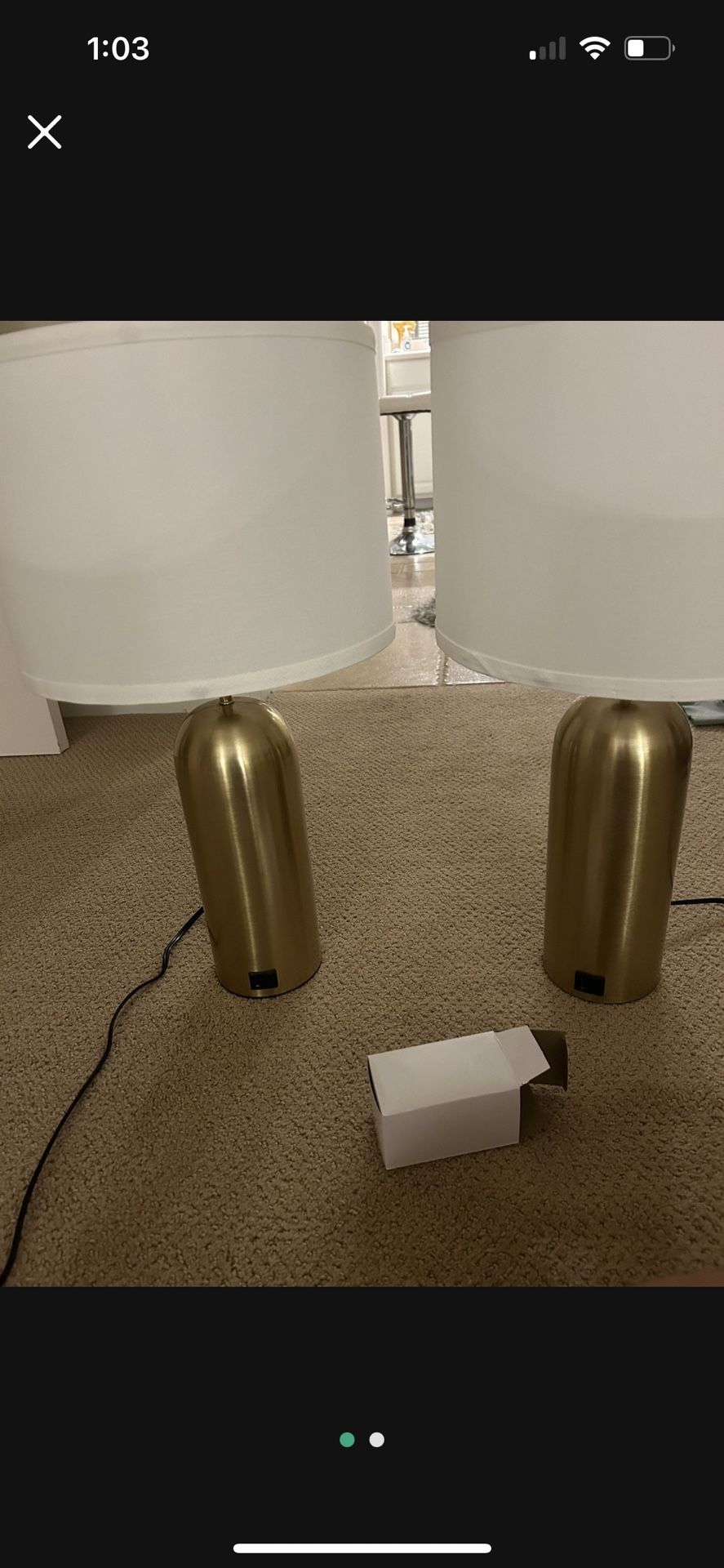 Brand new elegant lamps not working staging only