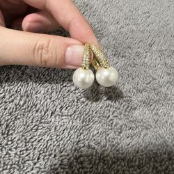 Pearl Drop Earrings for Women Lightweight Cubic Zirconia Dangle Hoop Earrings Trendy Elegant Jewelry for Gifts