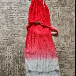 Vasna Desire Red to Pink Ombre Women's Pleated Dress Size S