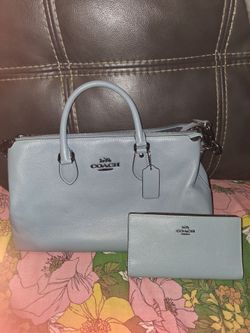 COACH Light blue handbag and wallet set