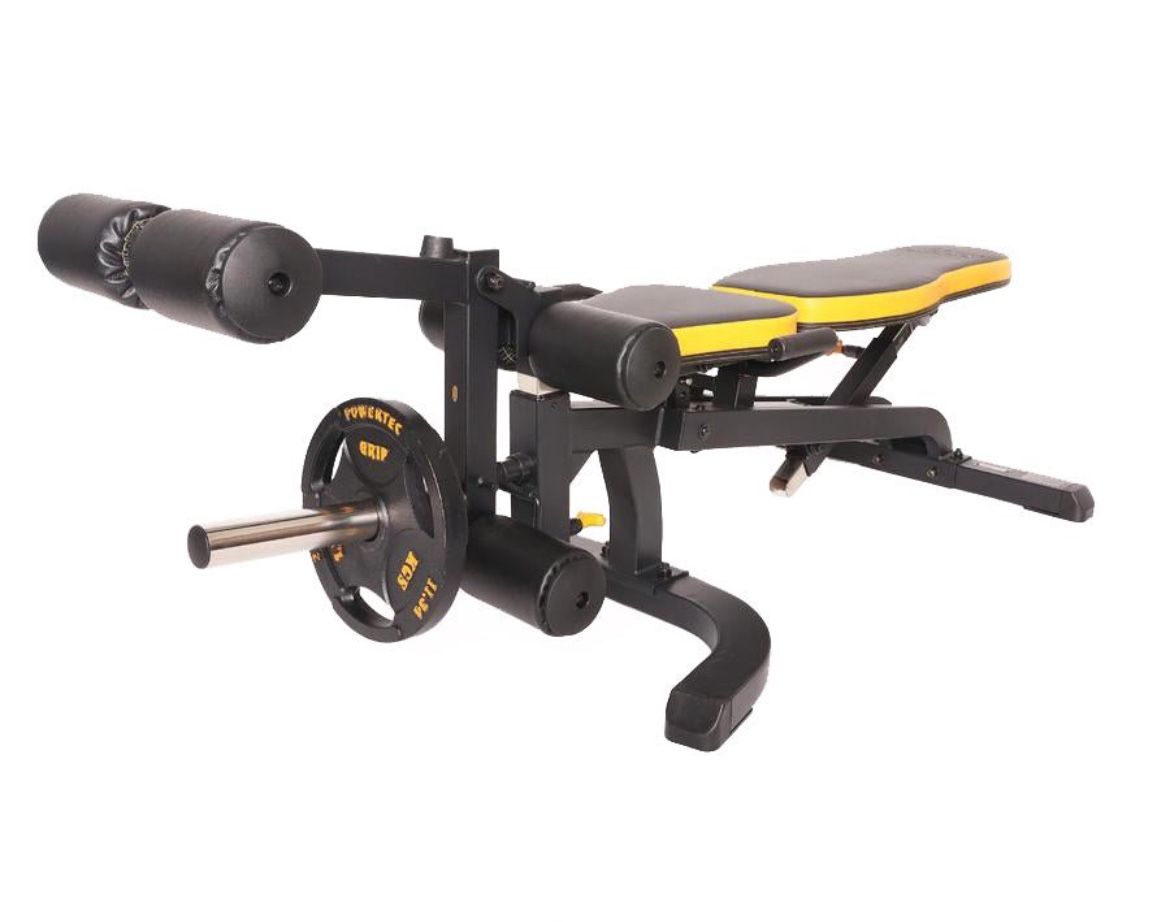 Powertec weight bench with the leg extension attachment