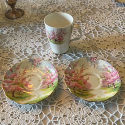 Royal Albert "Blossom Time"  - set of one mug and two saucers 