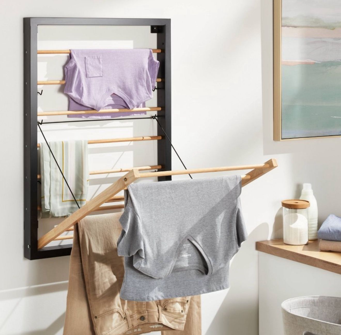New Wall Mounted Drying Rack Black - Brightroomâ„¢: Steel Pull Down Clothes Dryer, Folding Mountable, 10kg Capacity