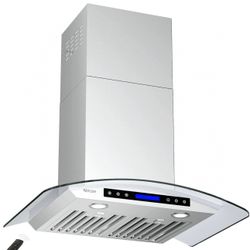 EKON KITCHEN NAP03-30 inch Wall Mounted Stainless Steel & Curved Glass Kitchen Range Hood 900 CFM /  Brand EKON KITCHEN EXPERT Product Dime