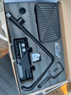 Black Shower System Set with Rain Head and Handheld