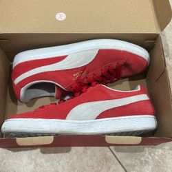 red puma suede