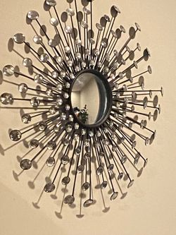 Sunburst Wall Mirror With Clear Gem Accents 30" in Diameter
