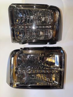 05-07 Ford F250 F350 F450 F550 Super Duty 05 Ford Excursion Smoked Lens Headlights