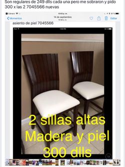 250 dlls por las 2 sillas nuevas semialtas
