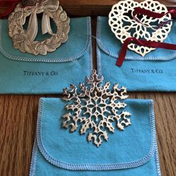 Tiffany & Co. sterling silver 925 holiday ornaments.