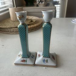 Pair Of White Candle Holders